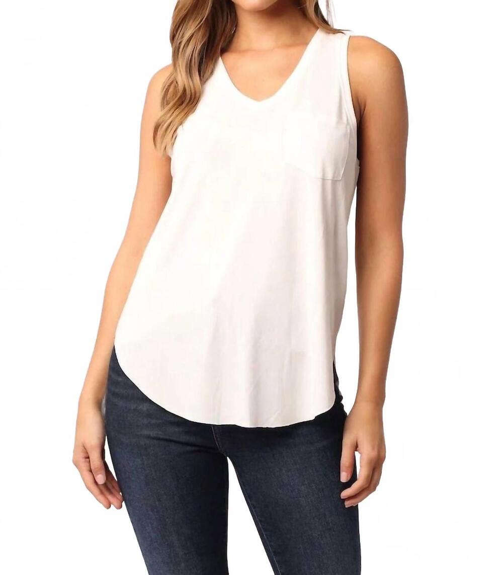 NEW ANOTHER LOVE baby esther breast pocket tank top in white